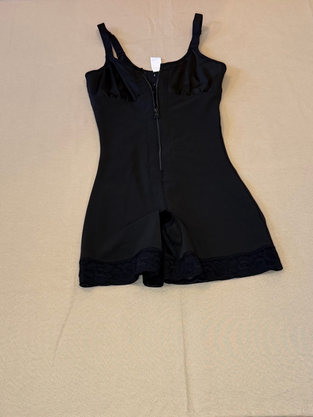 Black Shapewear Romper with Front Zip